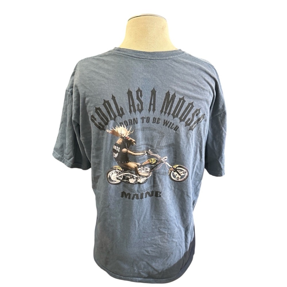 The Duck Company Shirt XL Mens Cool As A Moose Maine Blue Short Sleeve T-Shirt